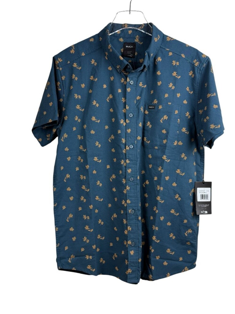 RVCA That'll Do Slim Fit Floral Stretch Short‎ Sleeve Shirt Men's Size L NWT